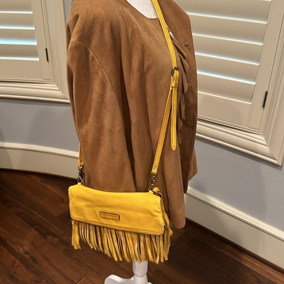 Frye Handbags - Frye Heidi Fringe Bag Leather Vintage Slouchy Shoulder Bag Equestrian yellow